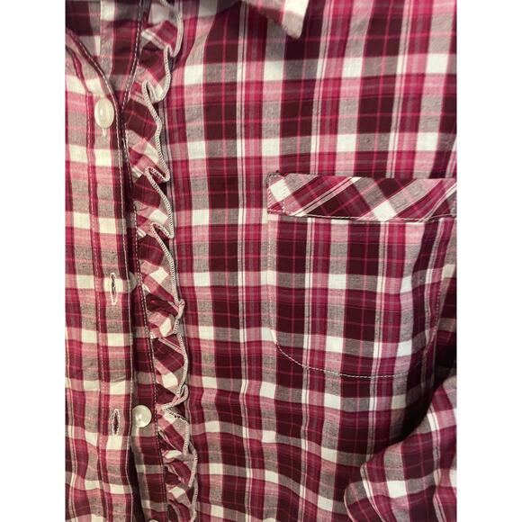 Venezia Cotton 1X Equestrian Country Button Up Ranch Cottagecore Farmer Blouse - Picture 3 of 4